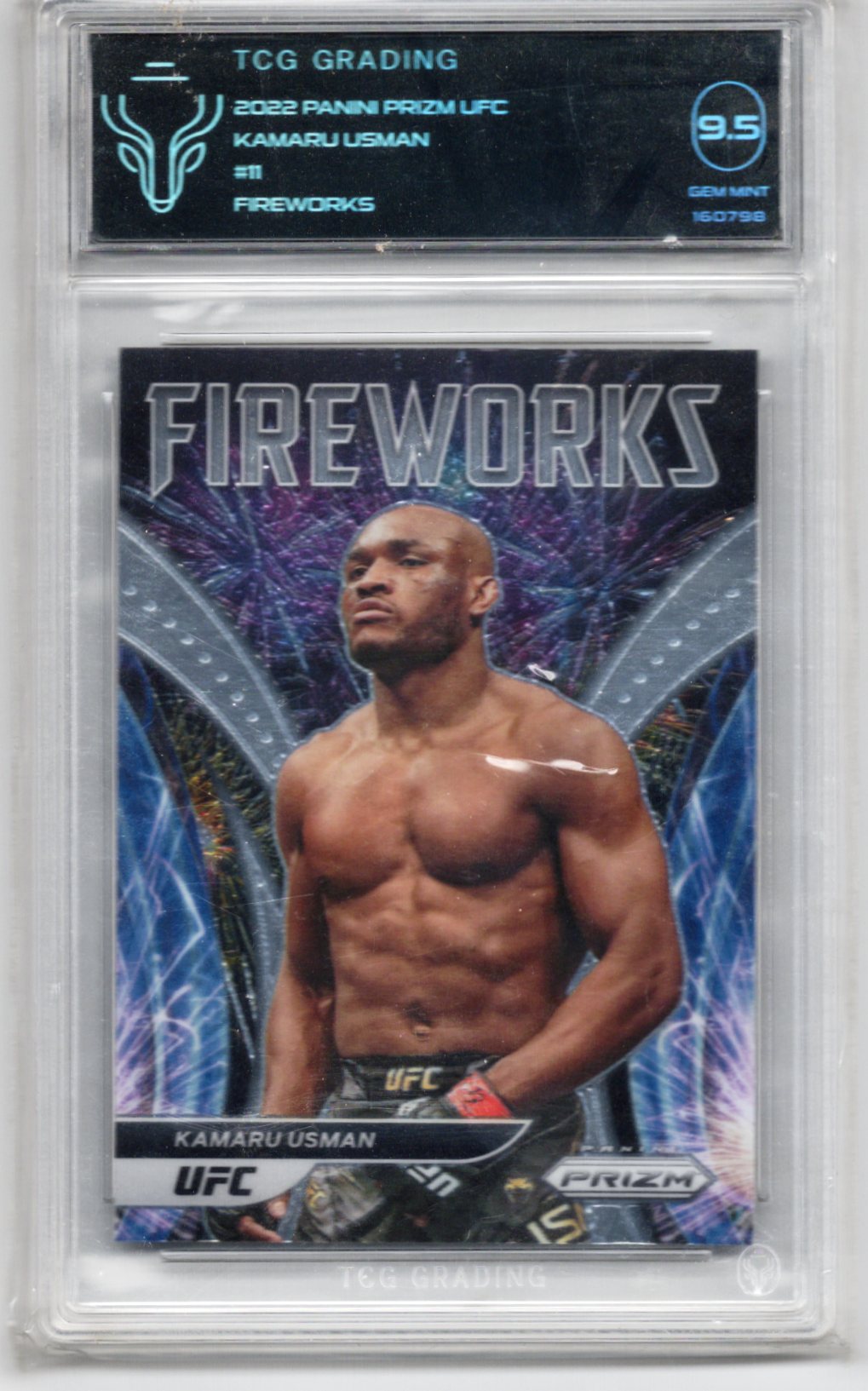 2022 Panini Prizm UFC Fireworks Kamaru Usman #11 TGC 9.5