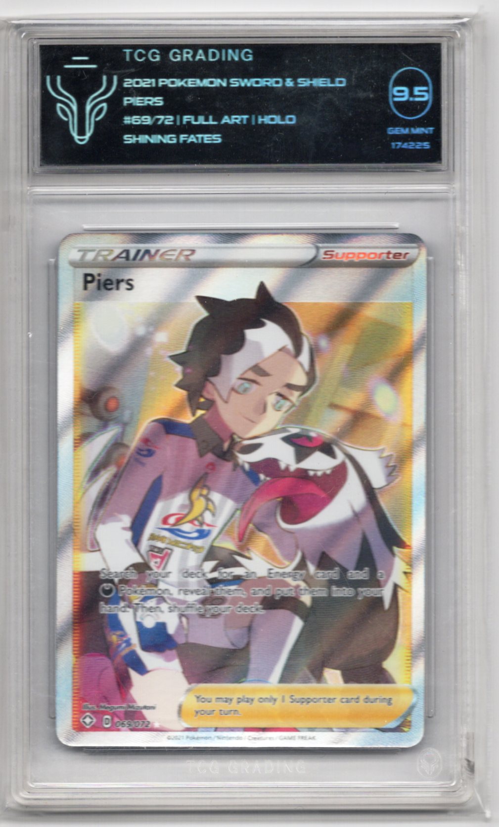 2021 Pokémon TCG Shining Fates Piers 069/072 Full Art Foil Ultra Rare TCG 9.5