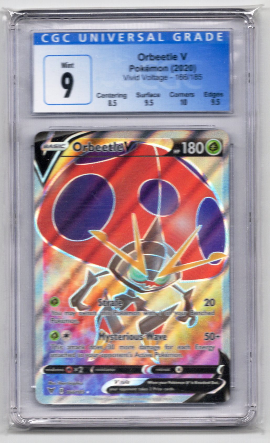 SWSH04: Vivid Voltage #166/185 Orbeetle V (Full Art) CGC 9 Mint