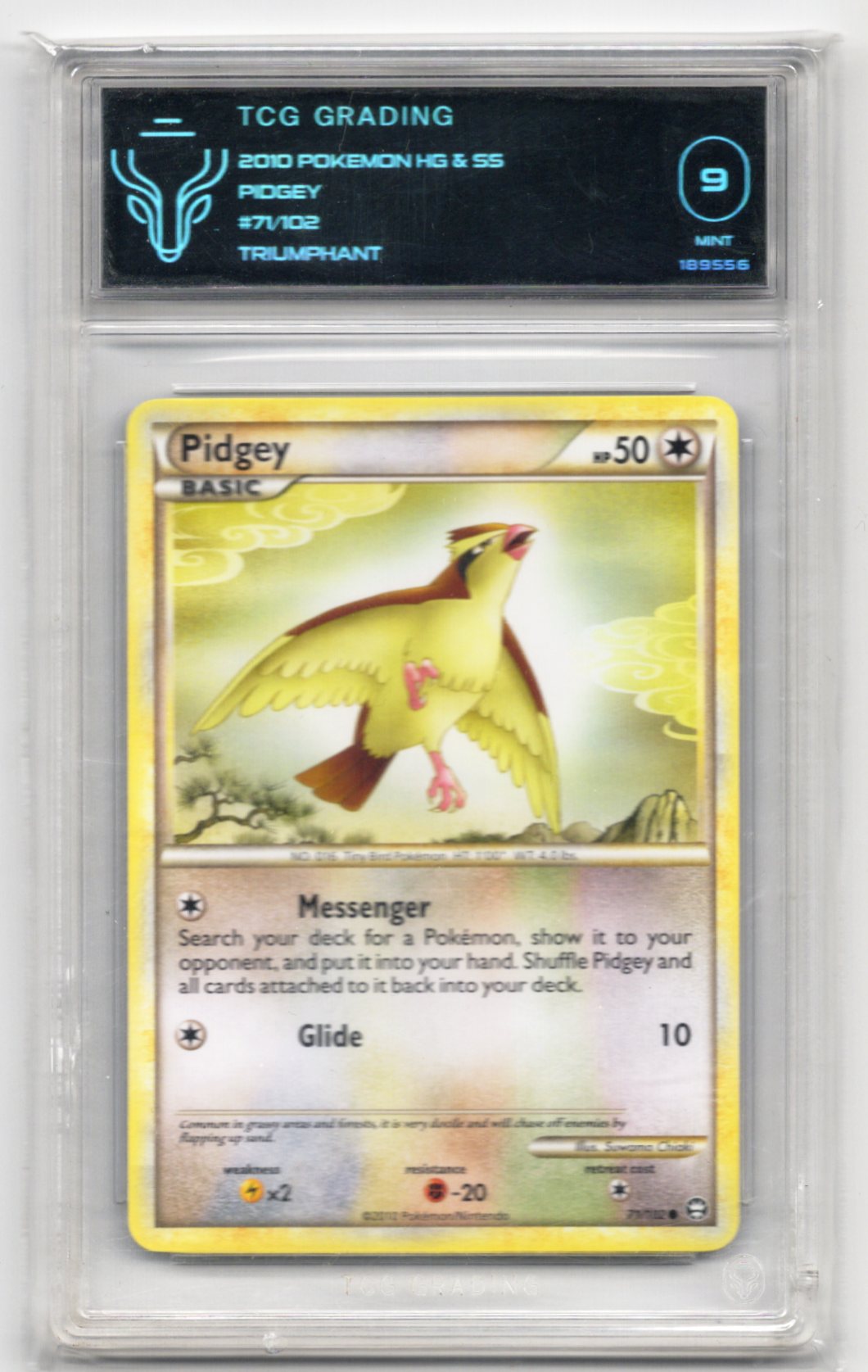 2010 Pokemon Pidgey 71/102 HS Triumphant CGC 8.5 NM/Mint+ Non Holo