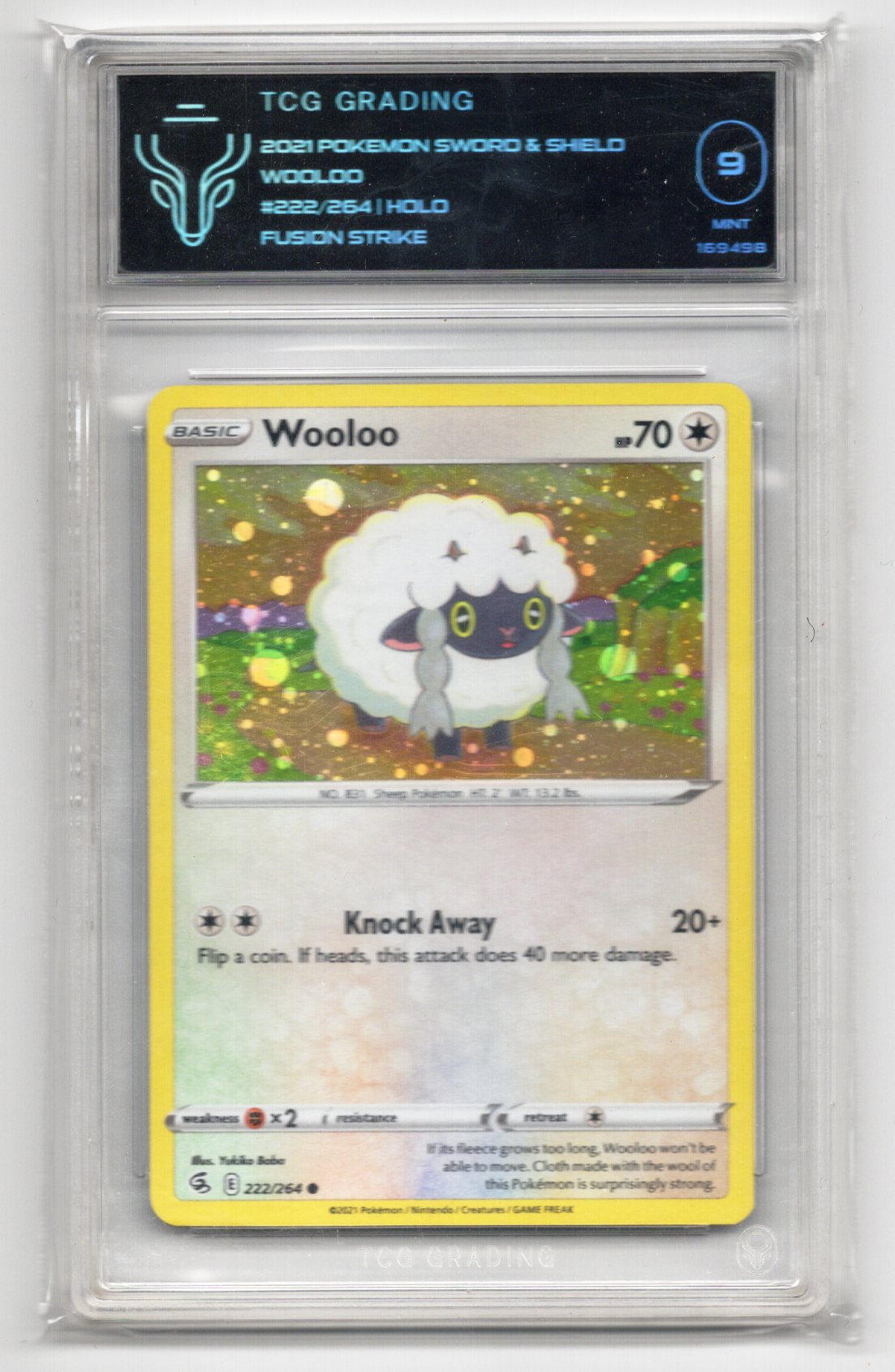 2021 Pokemon Fusion Strike 222/264 Wooloo Holo TGC 9