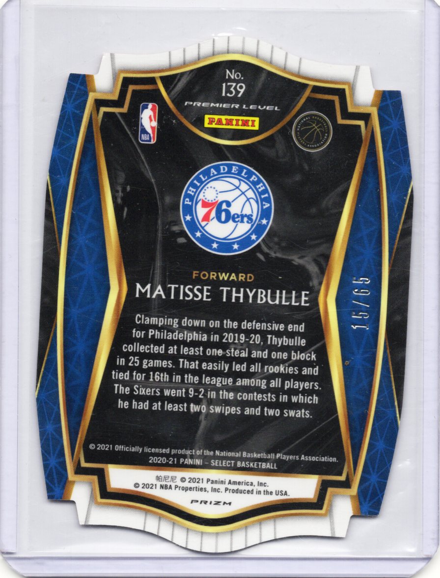 2020-21 PANINI SELECT MATISSE THYBULLE MAROON PREMIER DIE CUT PRIZM #013/175