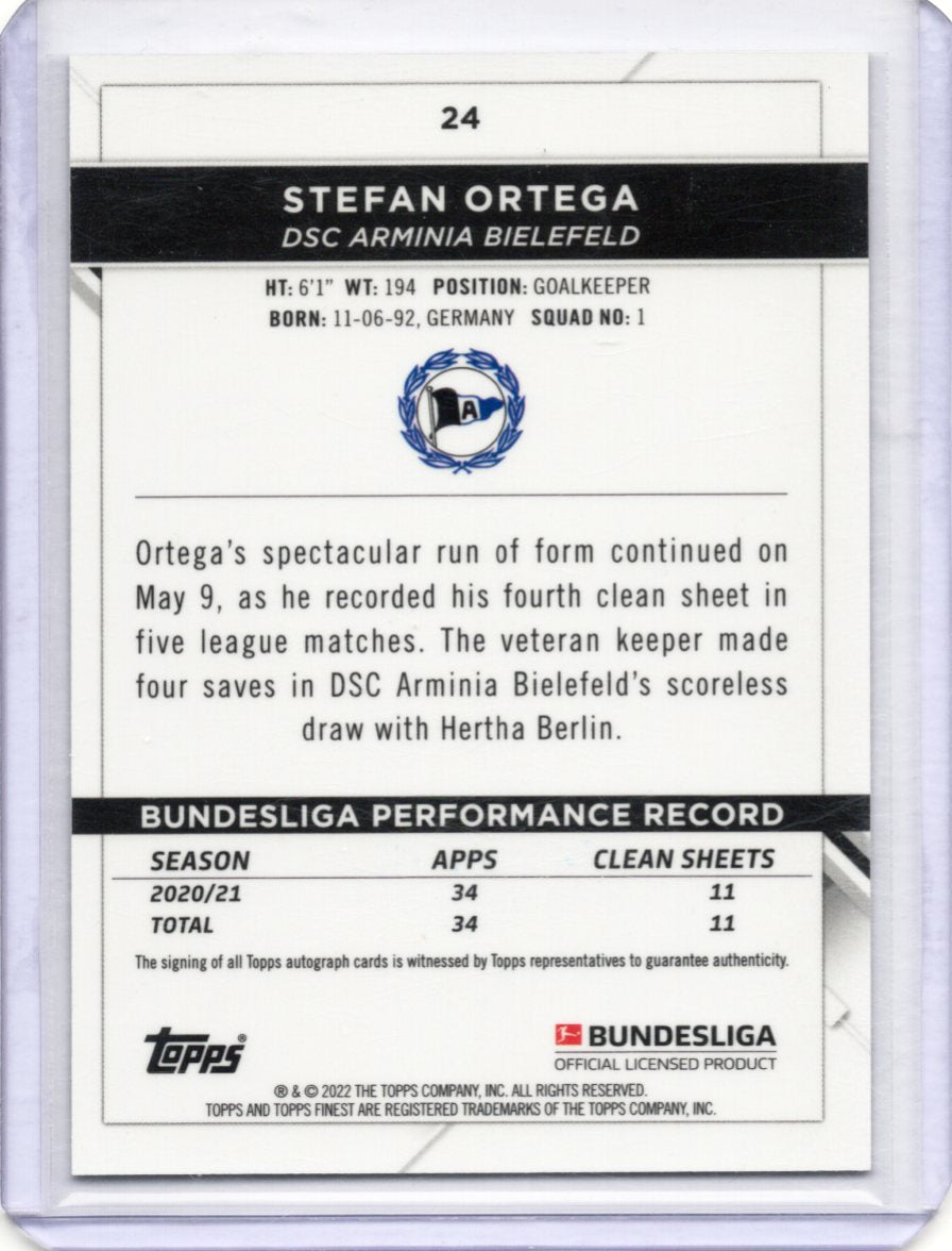 2021-22 Topps Finest Bundesliga Refractor Stefan Ortega Moreno #24