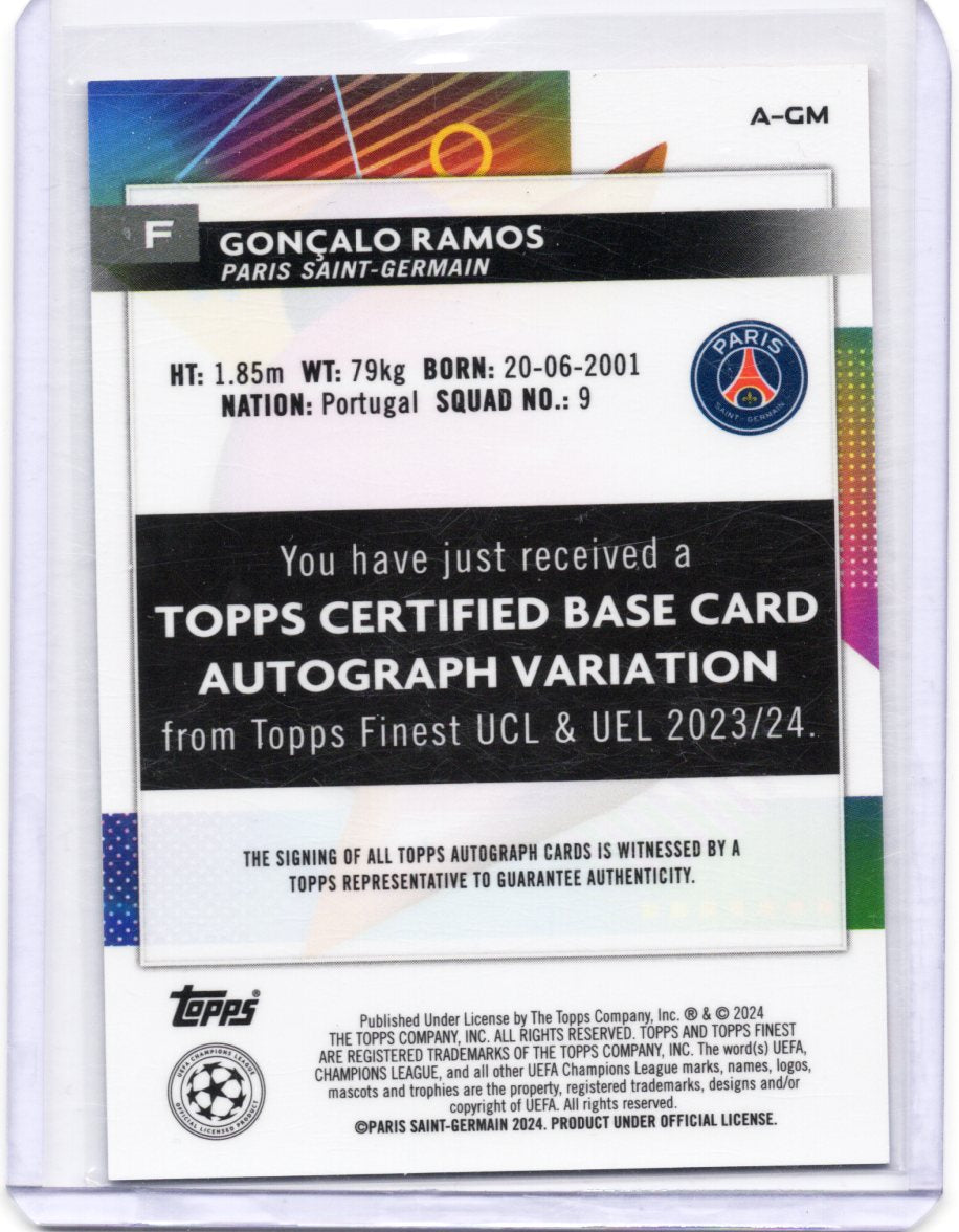 Topps Finest Champions League 2024 No. A-GM Goncalo Ramos Auto Refractor