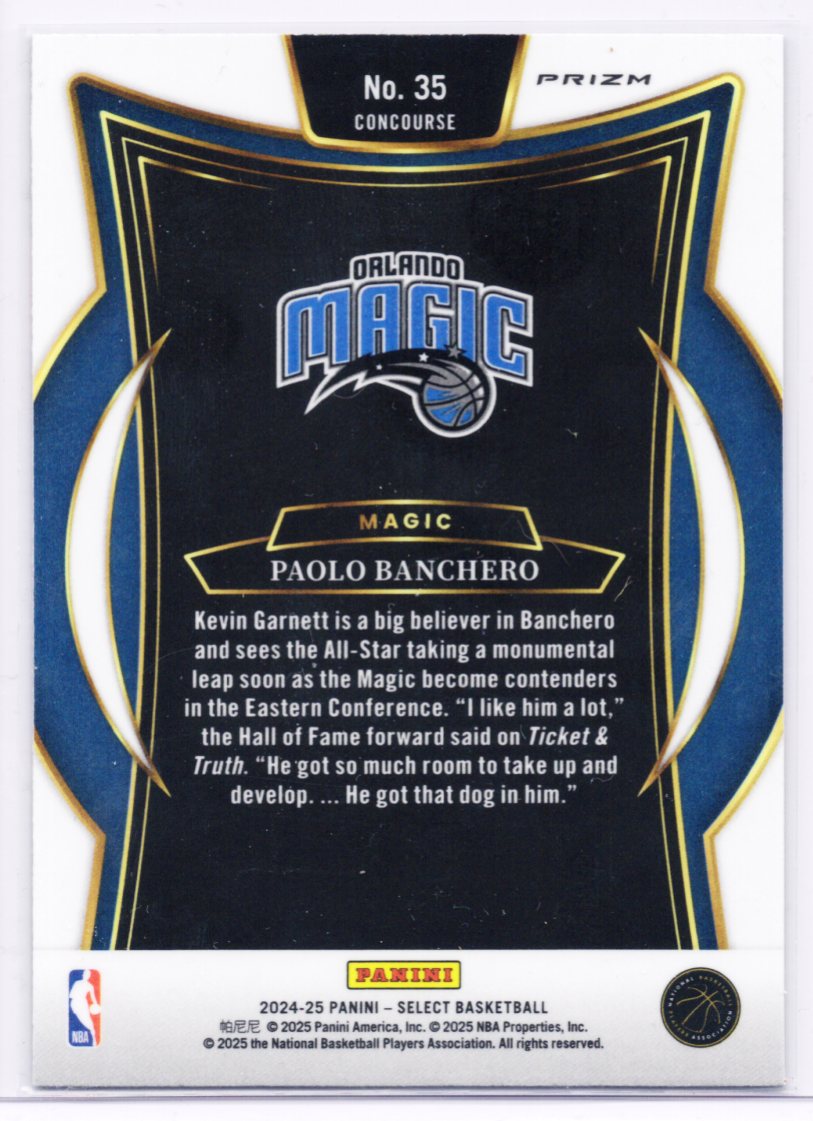 2024-25 Panini Select - Concourse Paolo Banchero #35 Green Mojo Prizm