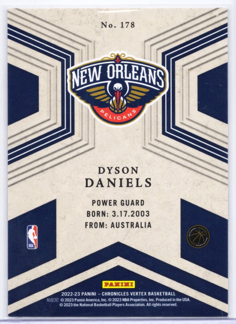 2022-23 Dyson Daniels 29/40 Panini Chronicles Vertex Rookie RC #178
