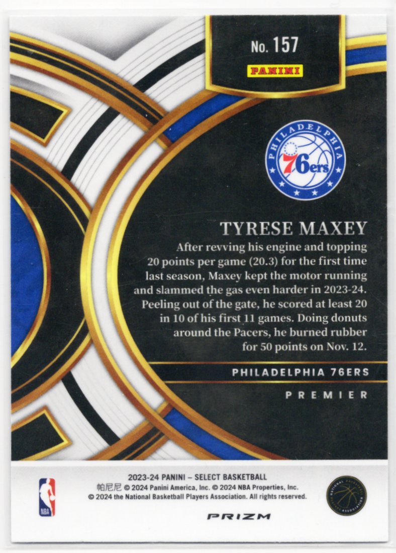 2023-24 Panini Select - Premier Level Tyrese Maxey #157 Tectonic Prizm