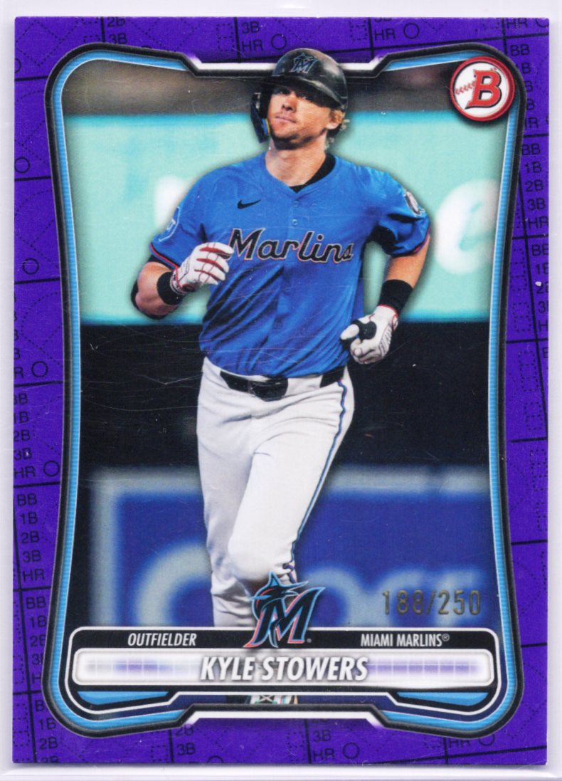 2026 Bowman - Kyle Stowers 188/250 Purple Border #34 Miami Marlins