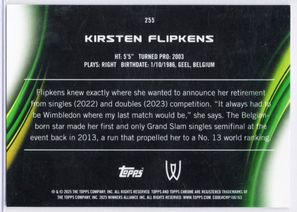 2025 Topps Chrome #255 Kirsten Flipkens Tennis Card