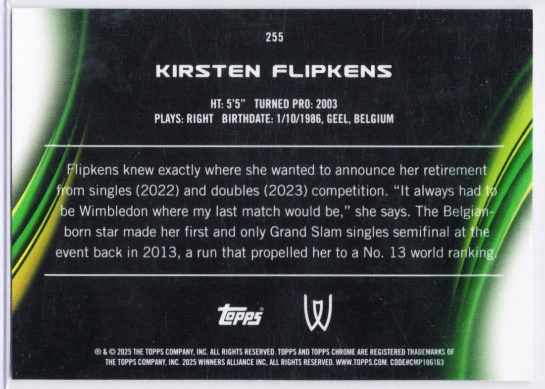 2025 Topps Chrome #255 Kirsten Flipkens Tennis Card
