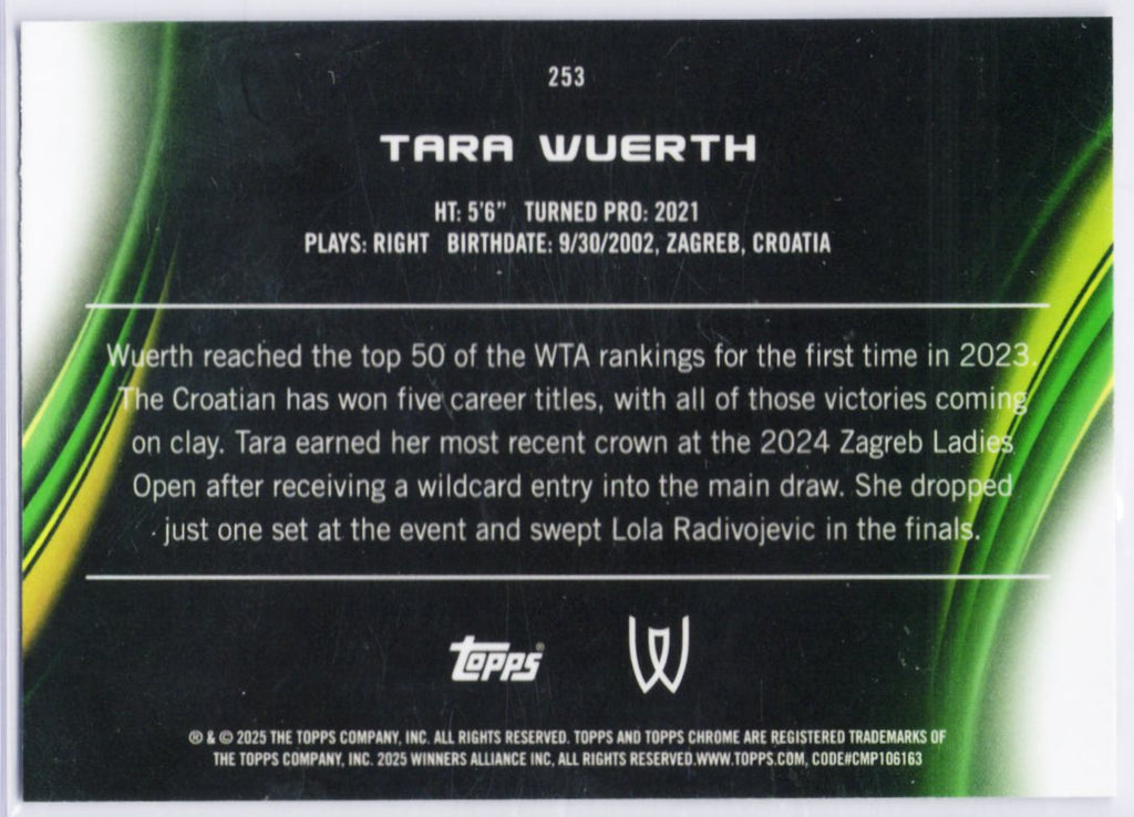 2025 Topps Chrome #253 Tara Wuerth Tennis Card