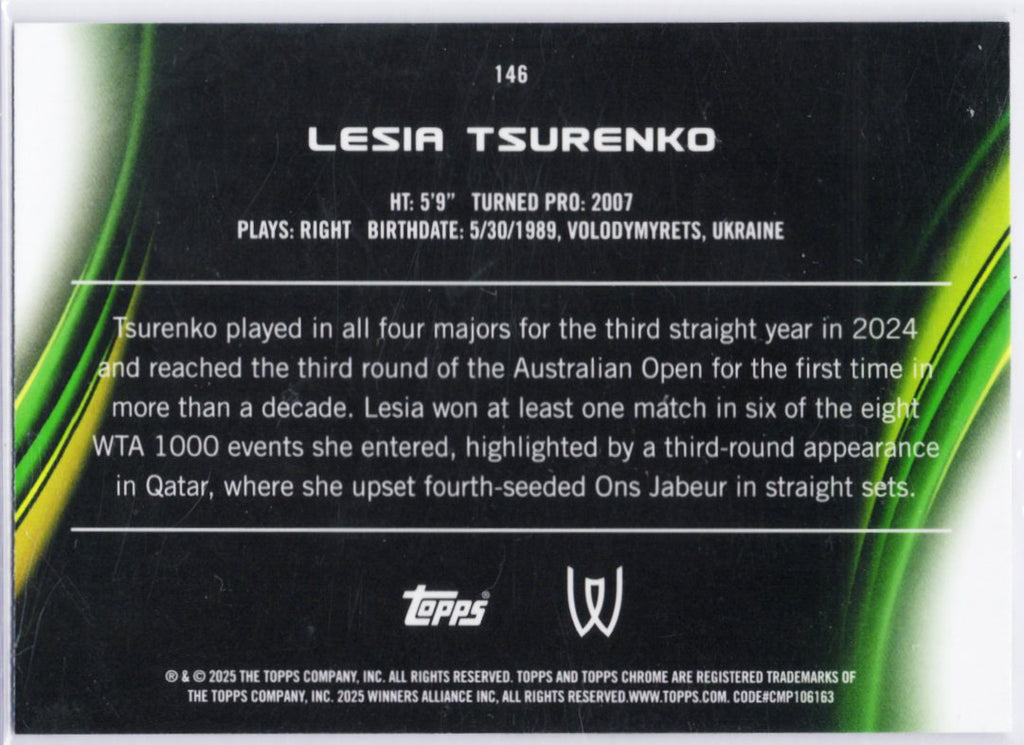2025 Topps Chrome #146 Lesia Tsurenko Tennis Card