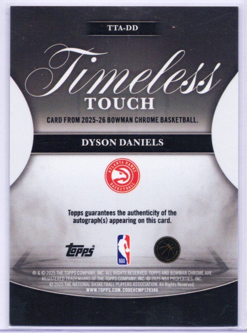 2025-26 Bowman - Timeless Touch Signatures Dyson Daniels #TTA-DD (AU)
