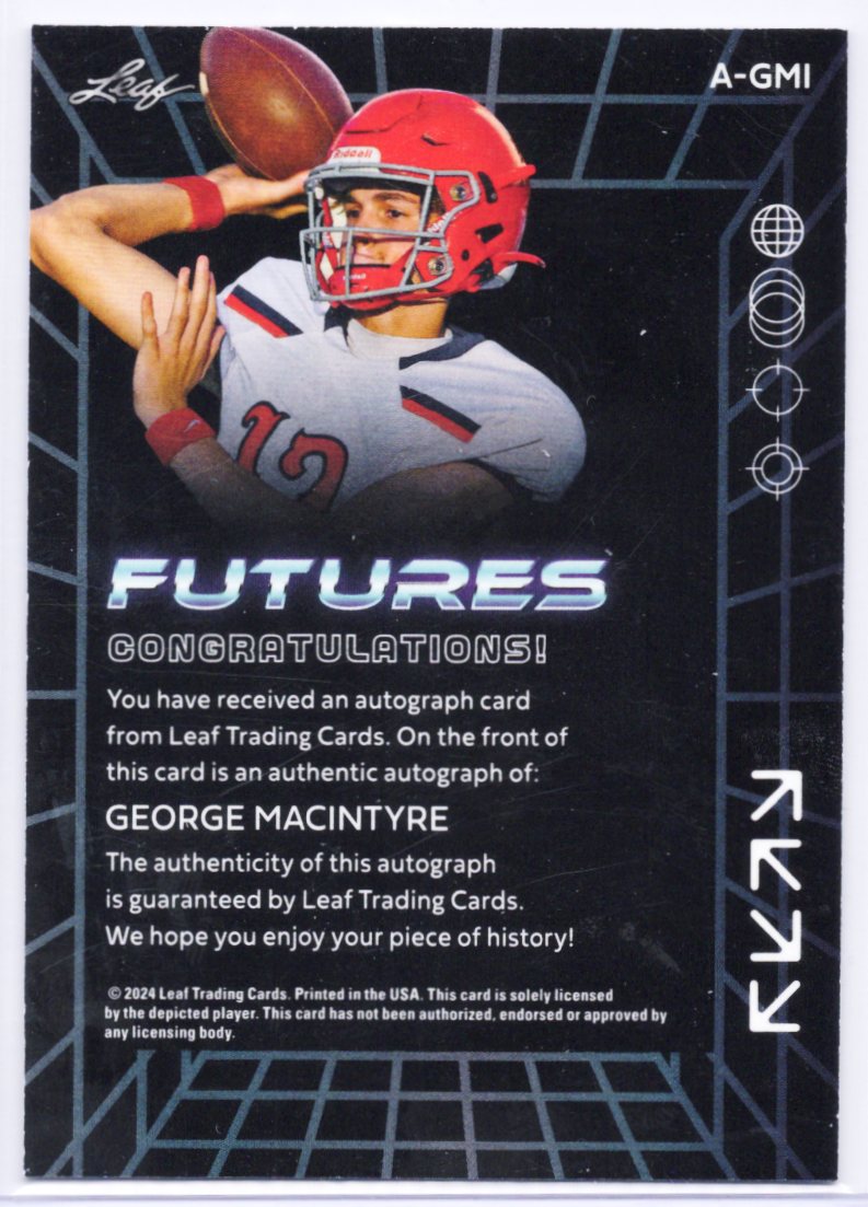 2024 Leaf Futures - Autographs George MacIntyre #A-GMI gold /99 (AU, RC)