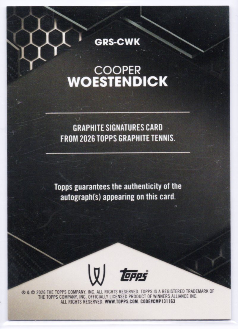 2026 Topps Graphite - Graphite Signatures Cooper Woestendick #GRS-CWK (AU) U18