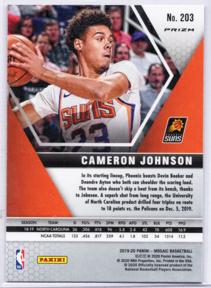 Panini 2019-20 Mosaic Prizm Rookie #203 Cameron Johnson Phoenix Suns