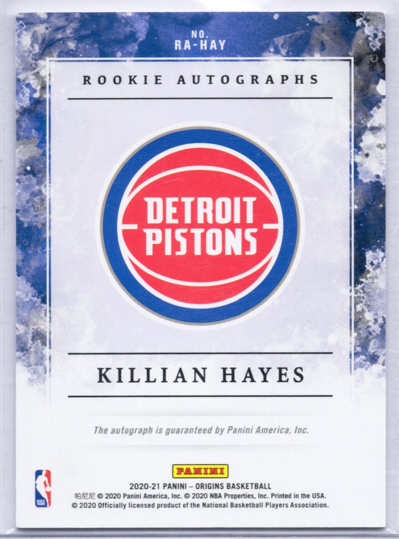 2020-21 Panini Origins Killian Hayes Rookie Autographs #RA-HAY Pistons IYC899