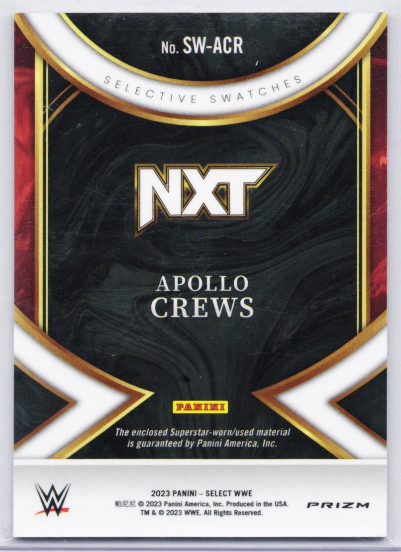 Apollo Crews 2023 Panini Select WWE Selective Swatches Silver Prizm Mem #SW-ACR