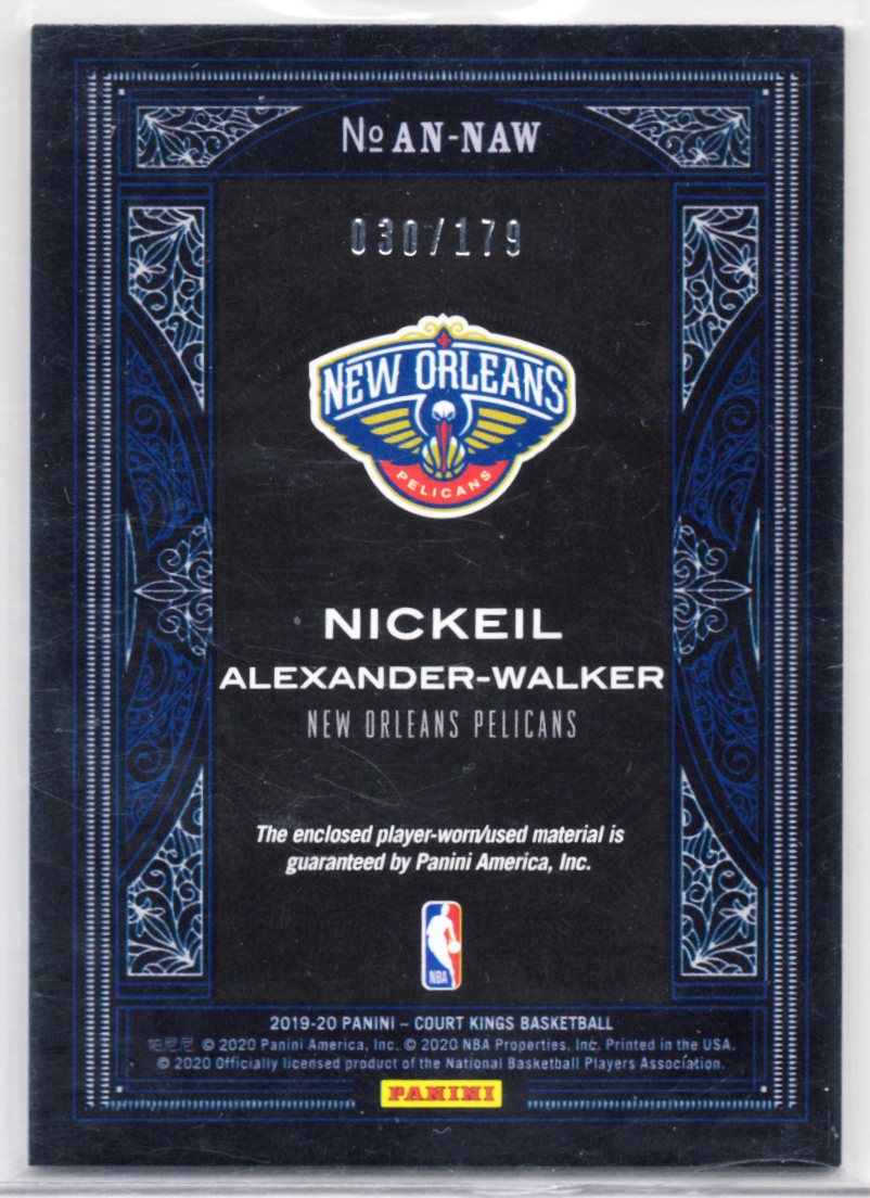 2019-20 Court Kings /179 Art Nouveau Rookie #8 Nickei Alexander-Walker Pelicans