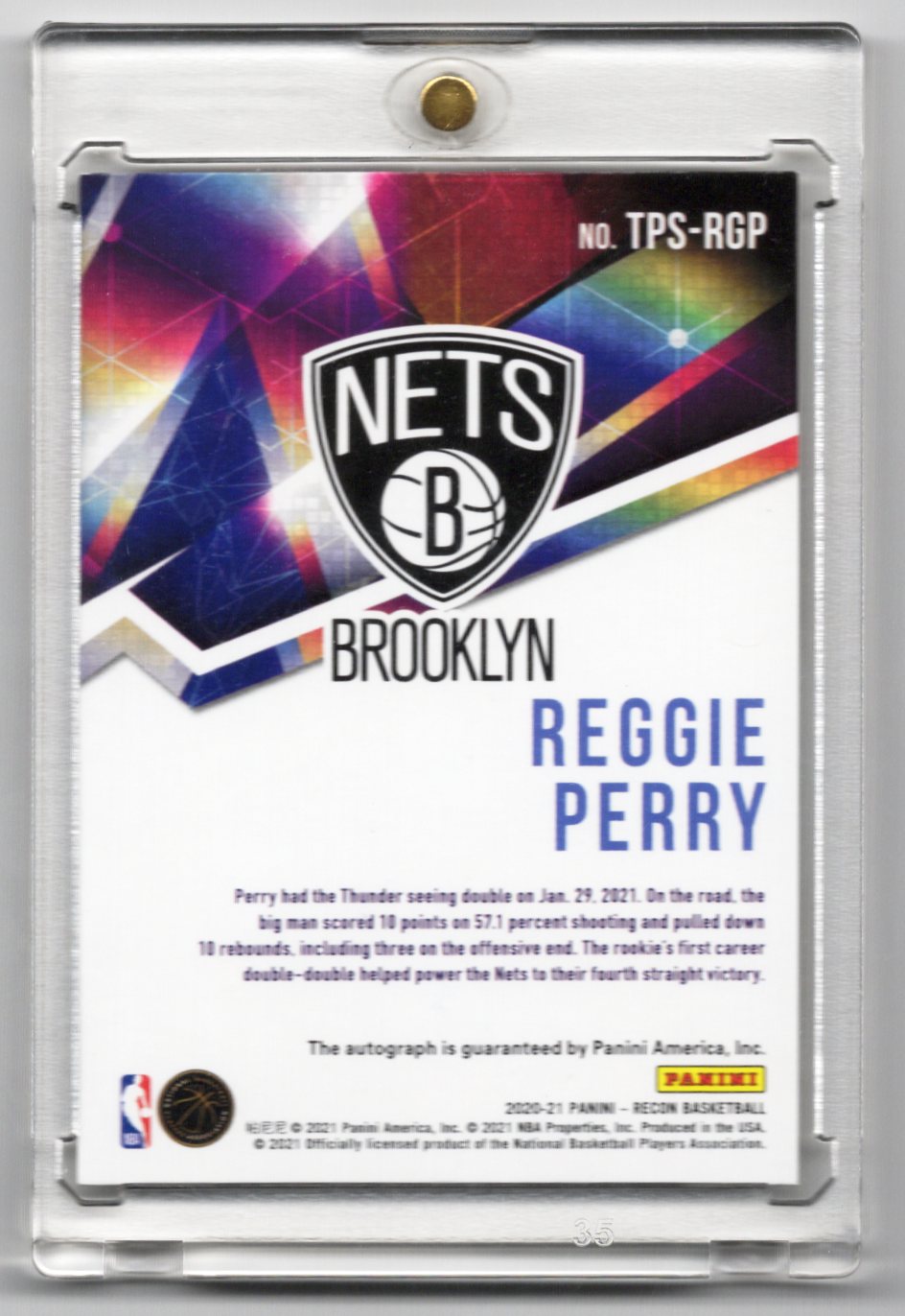 2020-21 Panini Recon - True Potential Signatures Reggie Perry #TPS-RGP (AU, RC)