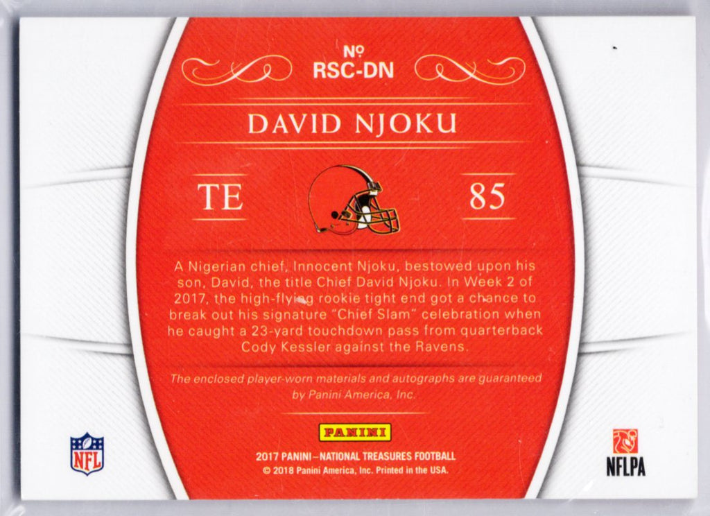 2017 Panini National Treasures DAVID NJOKU RC Rookie Dual Patch Auto 1/99 #RSC-DN
