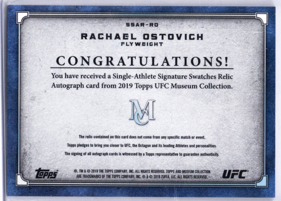 Topps 2019 UFC Museum Collection Rachael Ostovich Auto Dual Relic 19/99