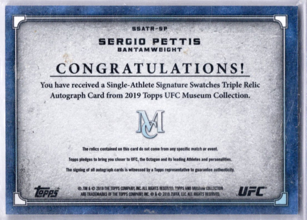 2019 Topps Museum Collection 15/199 Sergio Pettis #SSATR-SP Auto