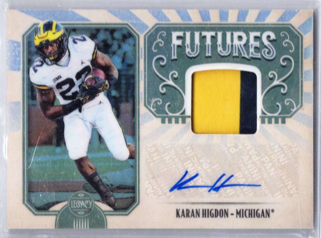 2019 Panini Legacy Futures Patch Autographs #FP-KH Karan Higdon - Michigan