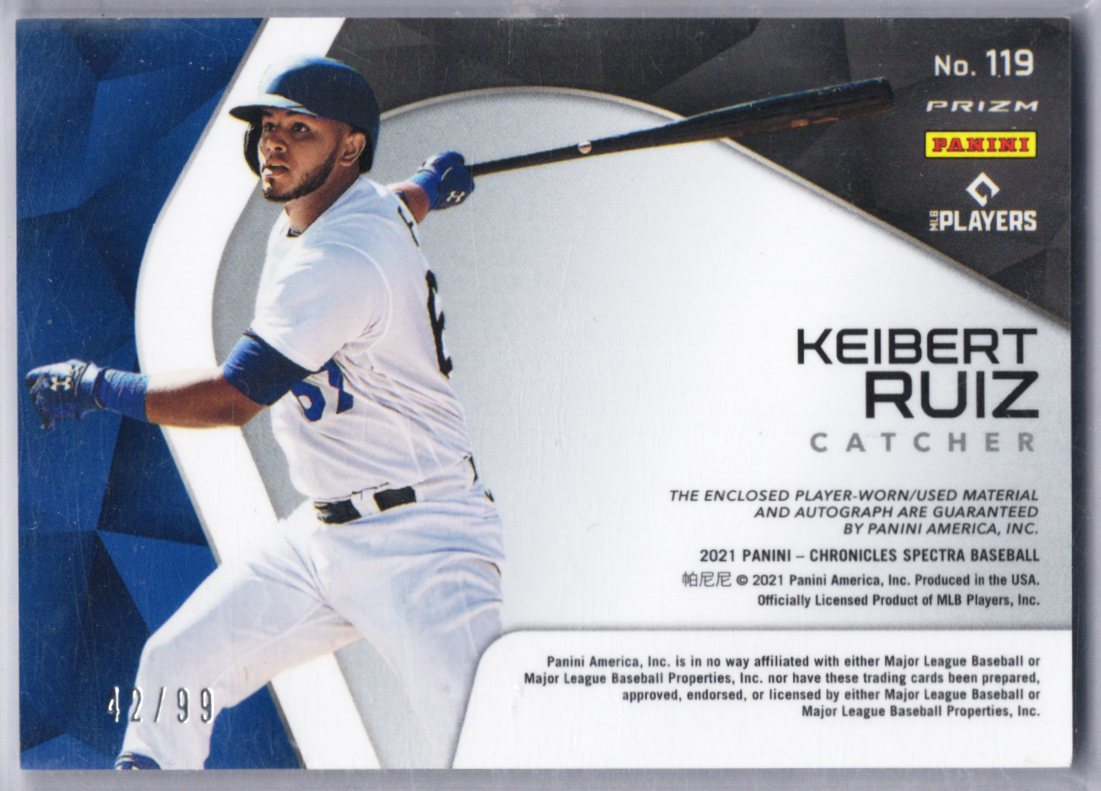 2021 Panini Spectra #119 Dodgers Keibert Ruiz Relic AUTO 42/199