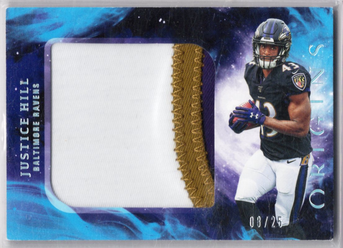 2019 Panini Origins *Justice Hill **Card #RJJ-21** TRI-COLOR RELIC * #'d /25