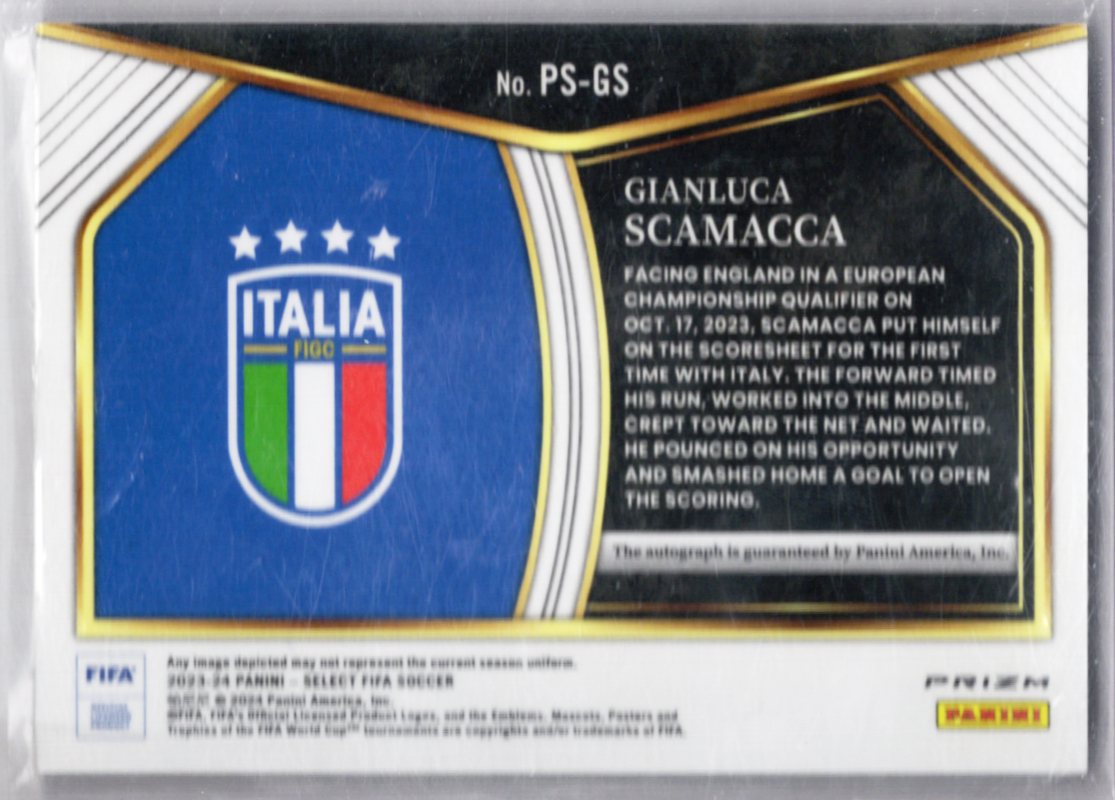 2023-24 Panini Select FIFA #PS-GS Gianluca Scamacca Pitchside Signatures