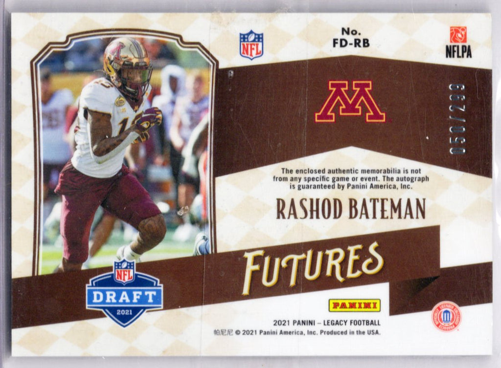 2021 Panini Legacy - Futures Dual Patch Autographs Rashod Bateman #FD-RB 050/299
