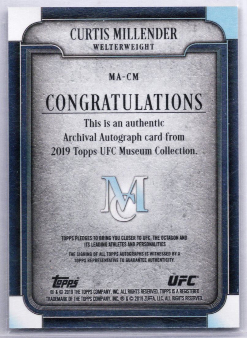 2019 Topps Museum Collection Museum 3/25 Curtis Millender #MA-CM Auto 4xt