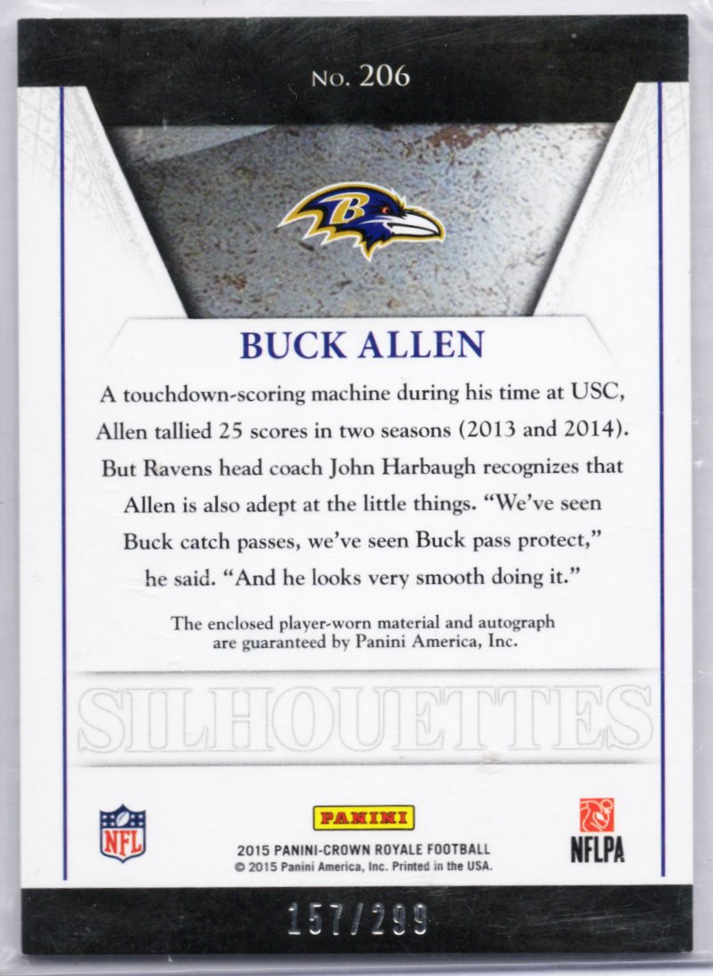 2015 Panini Crown Royale #206 Buck Allen #157/299 SN,RC,MEM