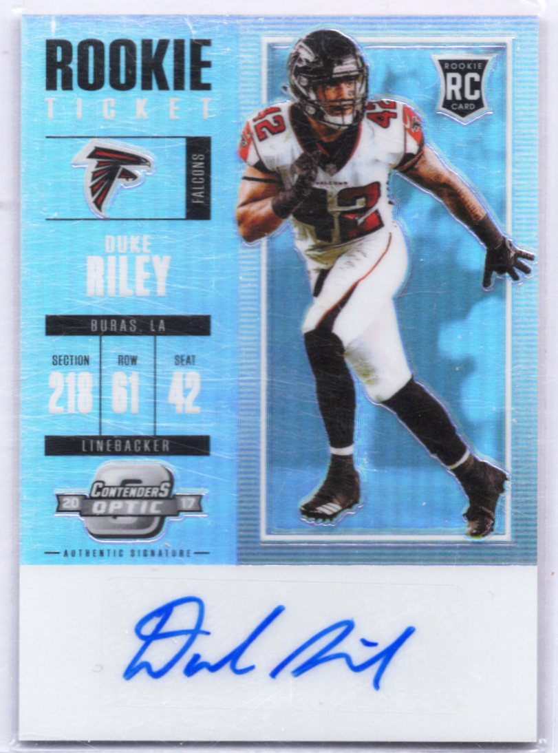 2017 Panini Contenders Optic Rookie Ticket Autograph Duke Riley #183 Silver