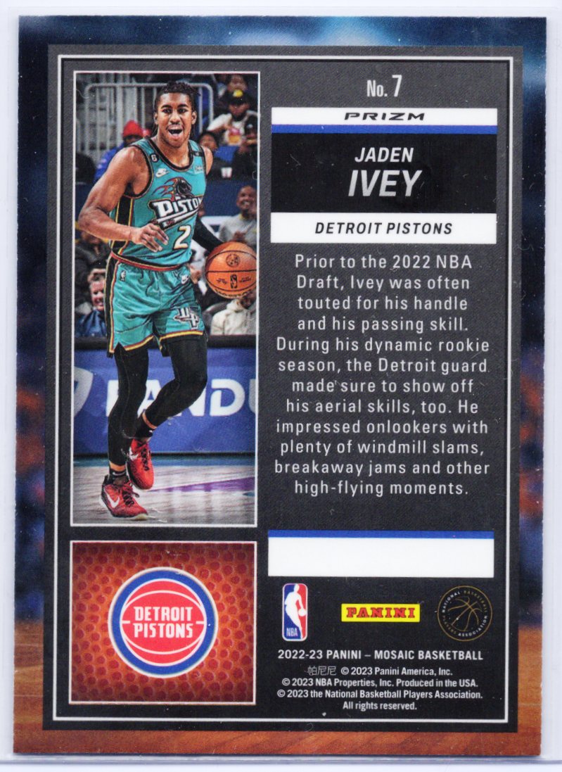 2022-23 Mosaic - Jam Masters Green Prizm Rookie - Jaden Ivey #7
