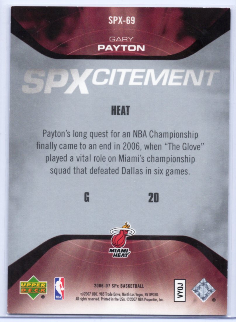 2006-07 SPx - Spxcitement Gary Payton #SPX-69 8/2999
