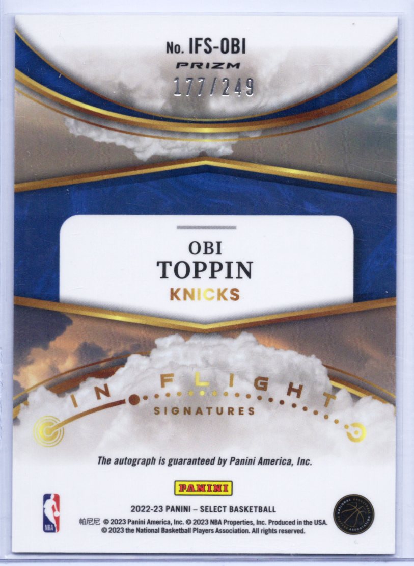 2022-23 Panini Select #IFS-OBI Obi Toppin In Flight Signatures AUTO Silver 177/249
