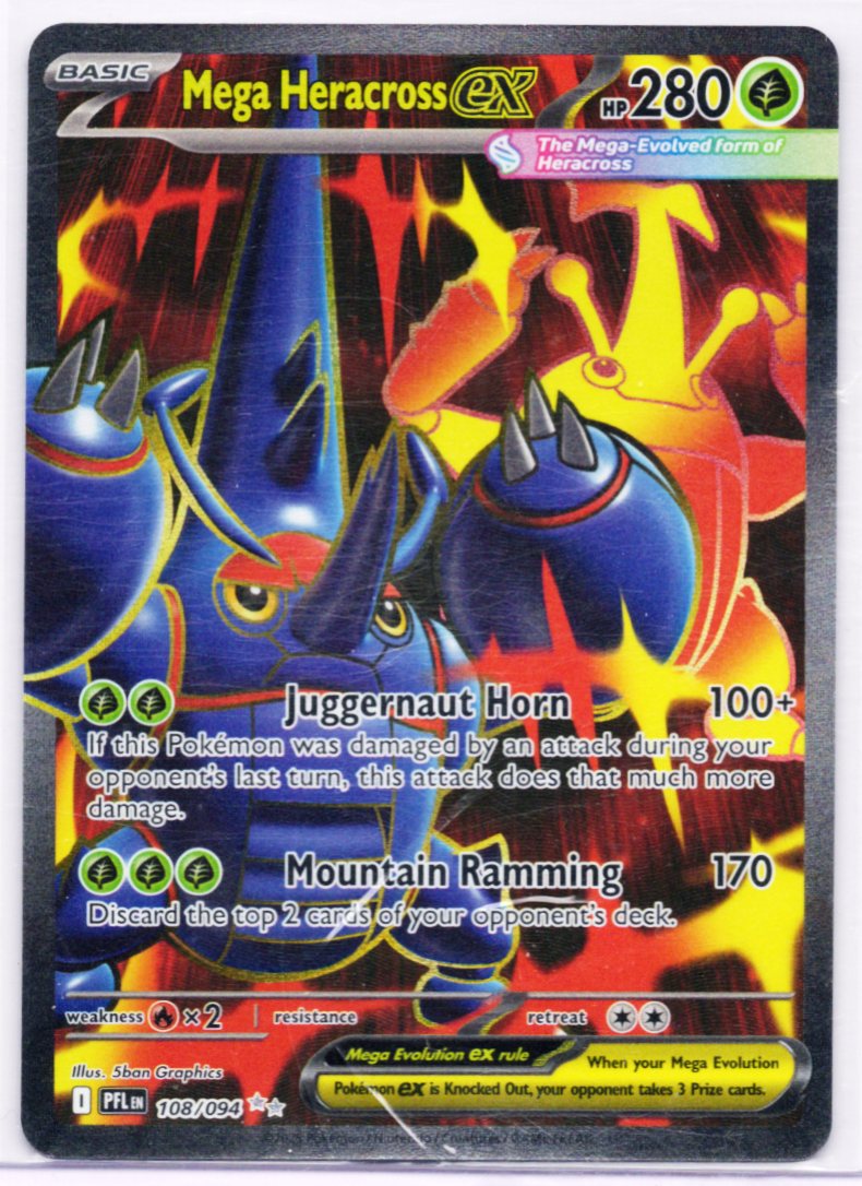 Mega Heracross ex 108/094 UR Phantasmal Flames Holo NM/M