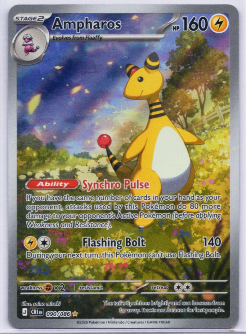 Ampharos 090/086 Holo Illustration Rare Chaos Rising Pokemon NM/M
