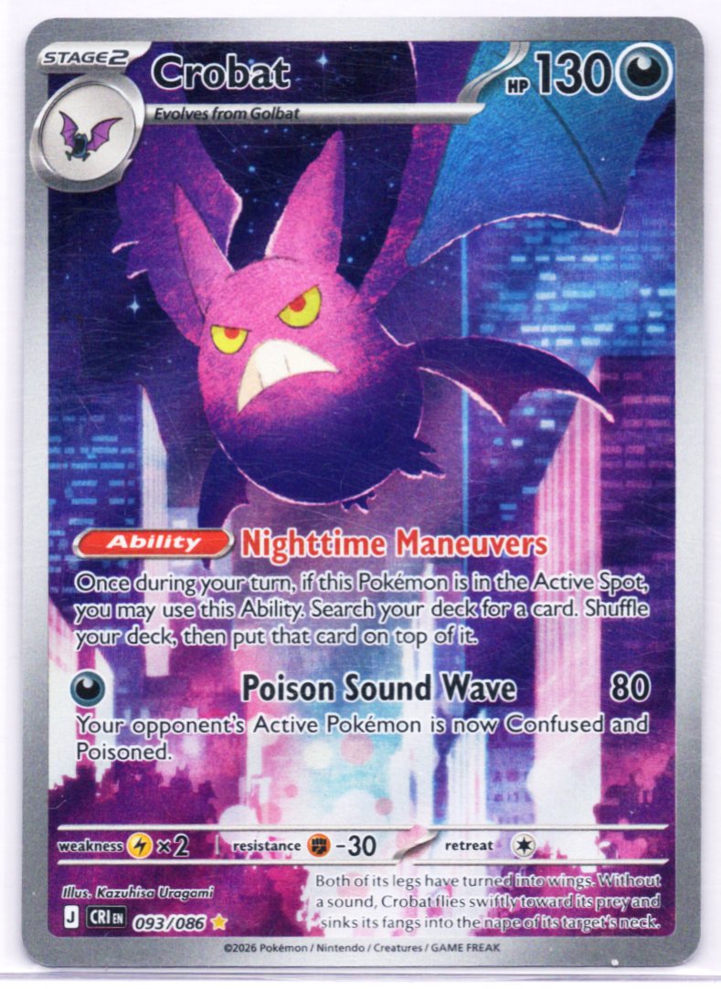 Crobat 093/086 Holo Illustration Rare Chaos Rising Pokemon Near Mint
