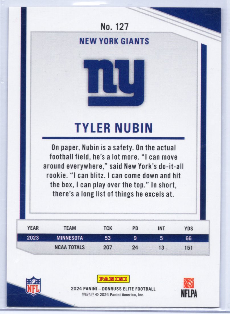 2024 Panini Donruss Elite - Rookies Tyler Nubin #127 Orange 091/399 (RC)