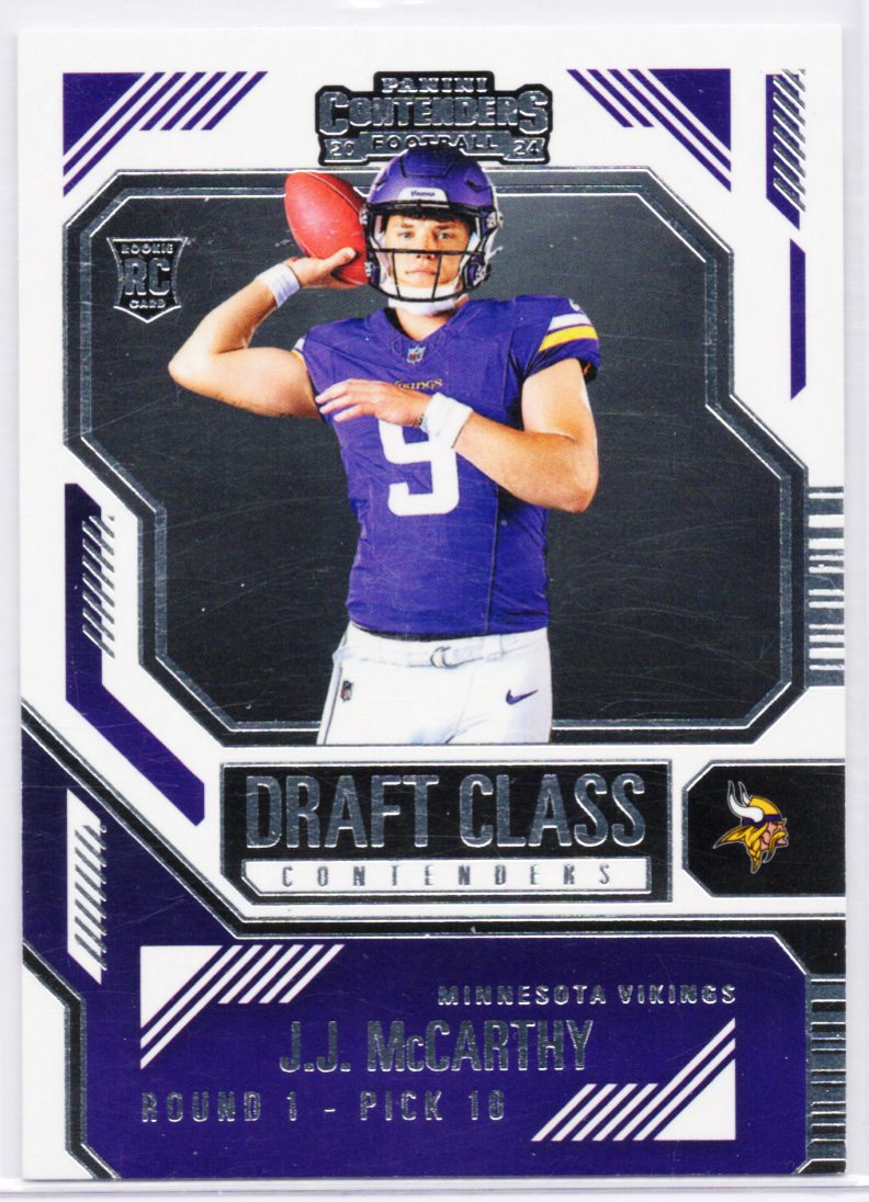 JJ McCARTHY 2024 Contenders Football #8 Silver Draft Class Contenders RC VIKINGS