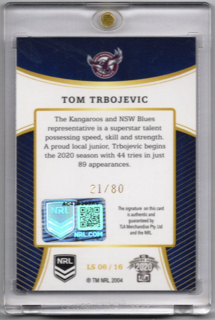 Elite 2020 NRL Tom Trbojevic Manly League Sensations Auto and Redemption  21/80